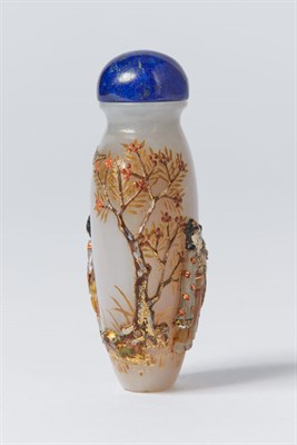 Lot 259 - Chinese Embellished White Jade Snuff Bottle...