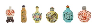 Lot 245 - Group of Six Chinese Porcelain Snuff Bottles...