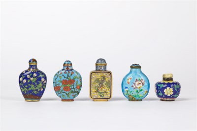 Lot 272 - Group of Five Chinese Cloisonné Enameled Metal...