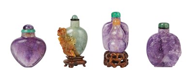 Lot 287 - Group of Three Chinese Amethyst Snuff Bottles...