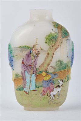 Lot 301 - Chinese Famille Rose Enameled White Glass...