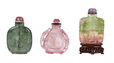 Lot 268 - Group of Three Chinese Tourmaline Snuff...