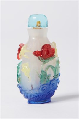 Lot 296 - Chinese Four Color Overlay Clear Glass Snuff...