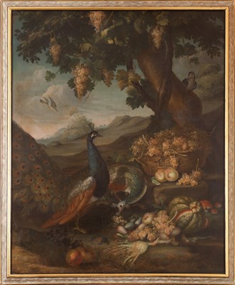 Lot 143 - Continental School 18th Century Peacocks...