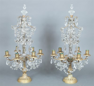 Lot 165 - Pair of Continental Brass and Cut Glass...