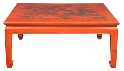Lot 119 - Chinese Style Red Lacquer and Parcel Gilt Low...
