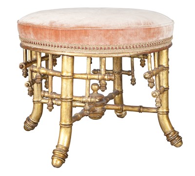 Lot 163 - Victorian Style Giltwood Faux Bamboo Stool Of...