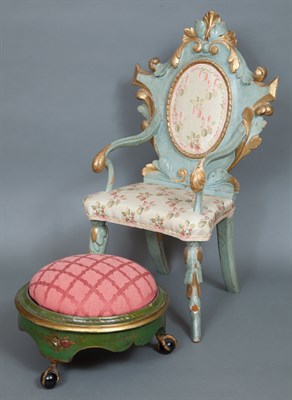 Lot 150 - Painted and Parcel Gilt Miniature Armchair The...