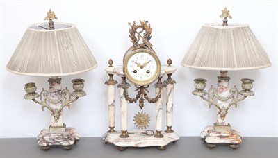 Lot 131 - French Gilt-Metal Mounted Marble Garniture...