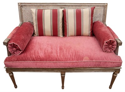 Lot 144 - Louis XVI Style Silvered Wood Settee The caned...