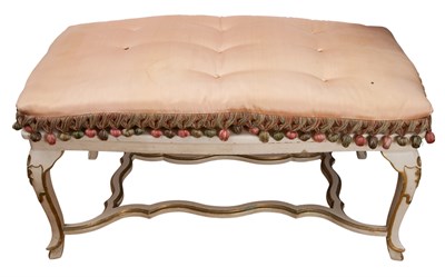 Lot 184 - Rococo Style Painted and Parcel Gilt Bench The...