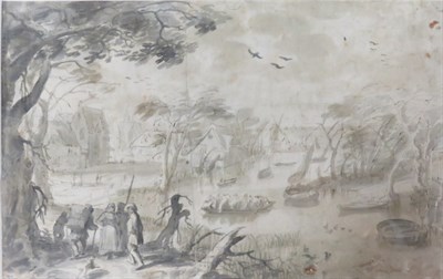 Lot 13 - Attributed to David Vinckboons Figures in a...