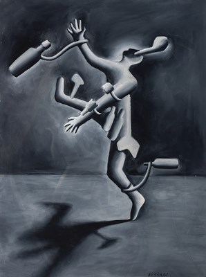 Lot 35 - Mark Kostabi American, b. 1960 Intravenously...
