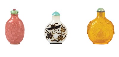 Lot 247 - Group of Three Chinese Glass Snuff Bottles...