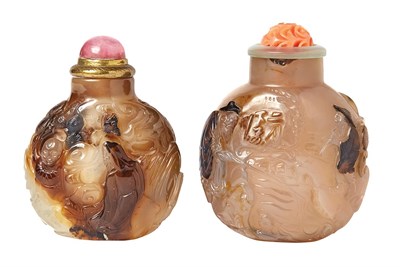 Lot 277 - Two Chinese Shadow Agate Snuff Bottles 19th...