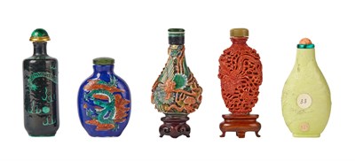 Lot 278 - Group of Five Chinese Porcelain Snuff Bottles...