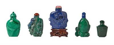 Lot 280 - Group of Four Chinese Malachite Snuff Bottles...