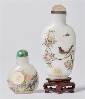 Lot 235 - Two Chinese Famille Rose Enameled White Glass...