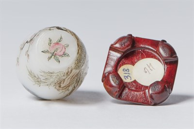 Lot 234 - Chinese Famille Rose Enameled White Glass...