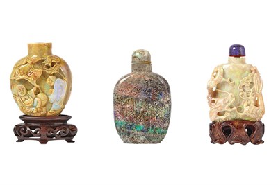 Lot 230 - Group of Five Chinese Opal Snuff Bottles...