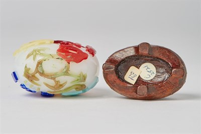 Lot 232 - Chinese Five-Color Overlay White Glass Snuff...