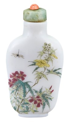 Lot 227 - Chinese Enameled White Glass Snuff Bottle Qing...
