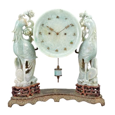 Lot 197 - Brass and Jade Chinoiserie Clock 20th Century...