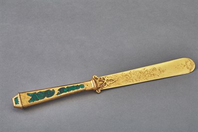 Lot 222 - Gilt-Bronze and Malachite Letter Opener Length...