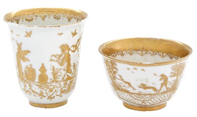 Lot 378 - Assembled Set of Meissen Hausmaler Tea Bowl,...