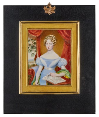 Lot 262 - Continental Portrait of a Young Lady Holding...