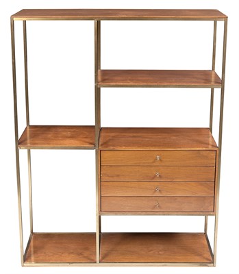 Lot 227 - Paul McCobb Brass and Mahogany Shelving...