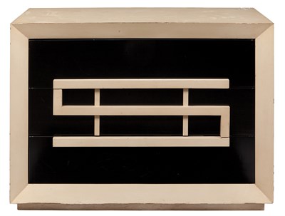 Lot 243 - Black and White Painted Wood Chest of Drawers...