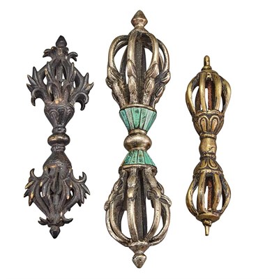 Lot 48 - Group of Three Tibetan Bronze Vajra 18th...