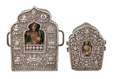 Lot 47 - Group of Four Silver and Bronze Tibetan...