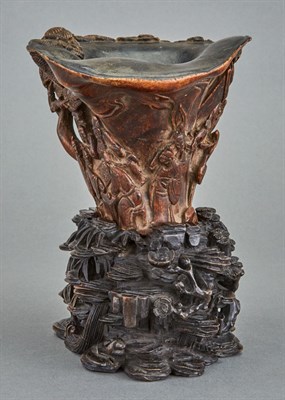 Lot 166 - Chinese Aloeswood Libation Cup Carved on the...