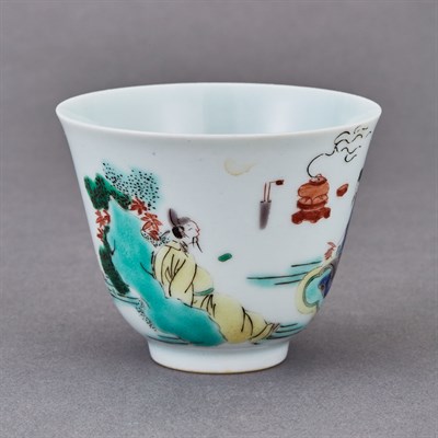 Lot 158 - Chinese Famille Verte Enameled Porcelain Cup...