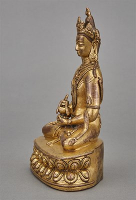 Lot 120 - Sino Tibetan Gilt-Bronze Seated Bodhisattva...