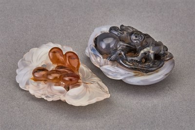 Lot 190 - Two Chinese Shadow Agate Pendants Comprising...