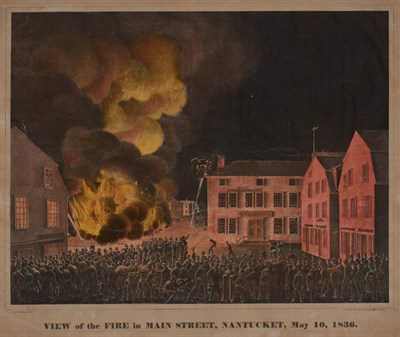 Lot 174 - [NANTUCKET] View of the Fire in Main Street,...