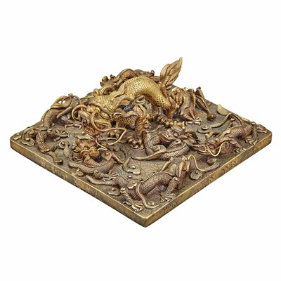 Lot 162 - Chinese Gilt-Bronze Seal Cast on the top with...