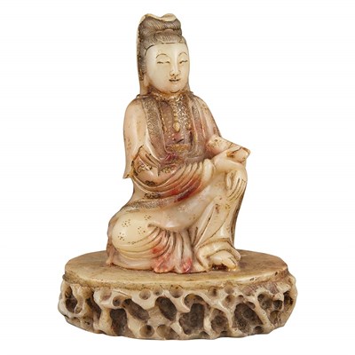 Lot 189 - Chinese Carved and Gilt Soapstone Figure of...