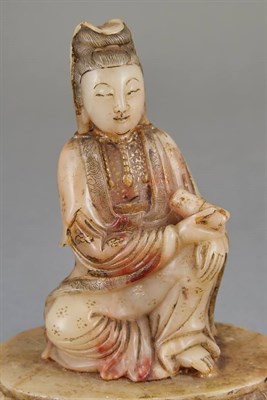 Lot 189 - Chinese Carved and Gilt Soapstone Figure of...