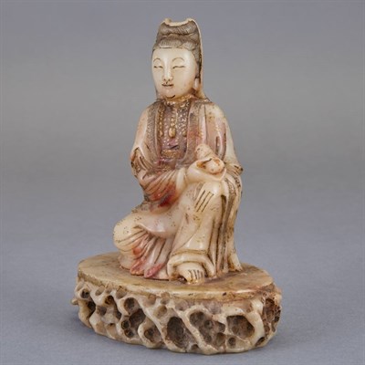 Lot 189 - Chinese Carved and Gilt Soapstone Figure of...