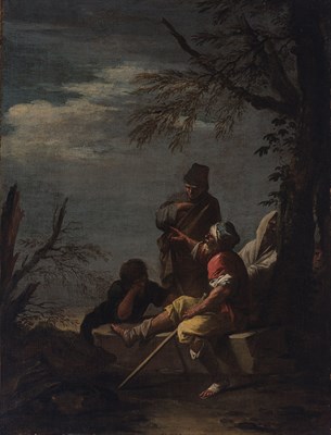 Lot 29 - Circle of Domenico Fetti Wayside Beggars Oil...