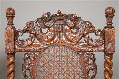 Lot 301 - Pair of Charles II Style Walnut Armchairs