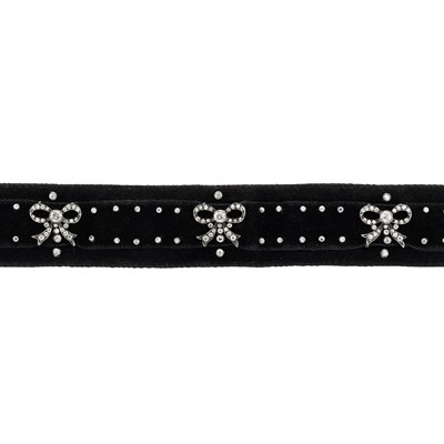 Lot 330A - Antique Silver, Gold, Diamond and Velvet Choker Necklace