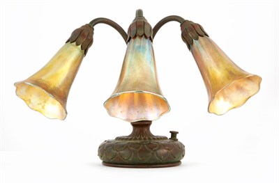 Lot 526 - Tiffany Studios Bronze and Gold Favrile Glass...