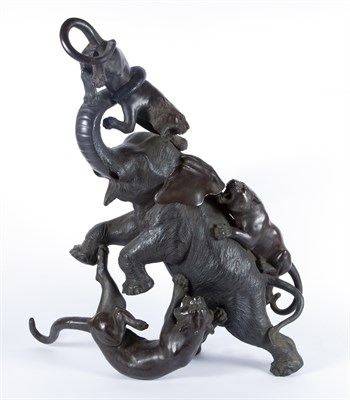 Lot 292 - Japanese Bronze Figure of an Elephant and...