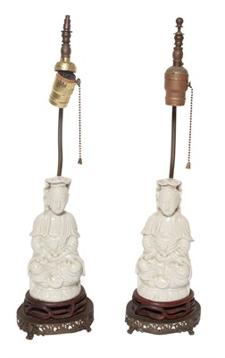 Lot 462 - Pair of Chinese Porcelain Figural Lamps Height...