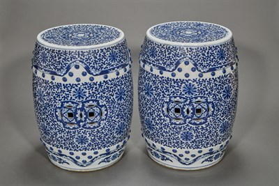 Lot 128 - Pair of Chinese Blue and White Glazed...